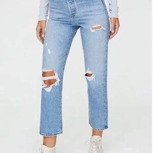 Aritzia levi's wedgie straight blue ripped jeans denim 27